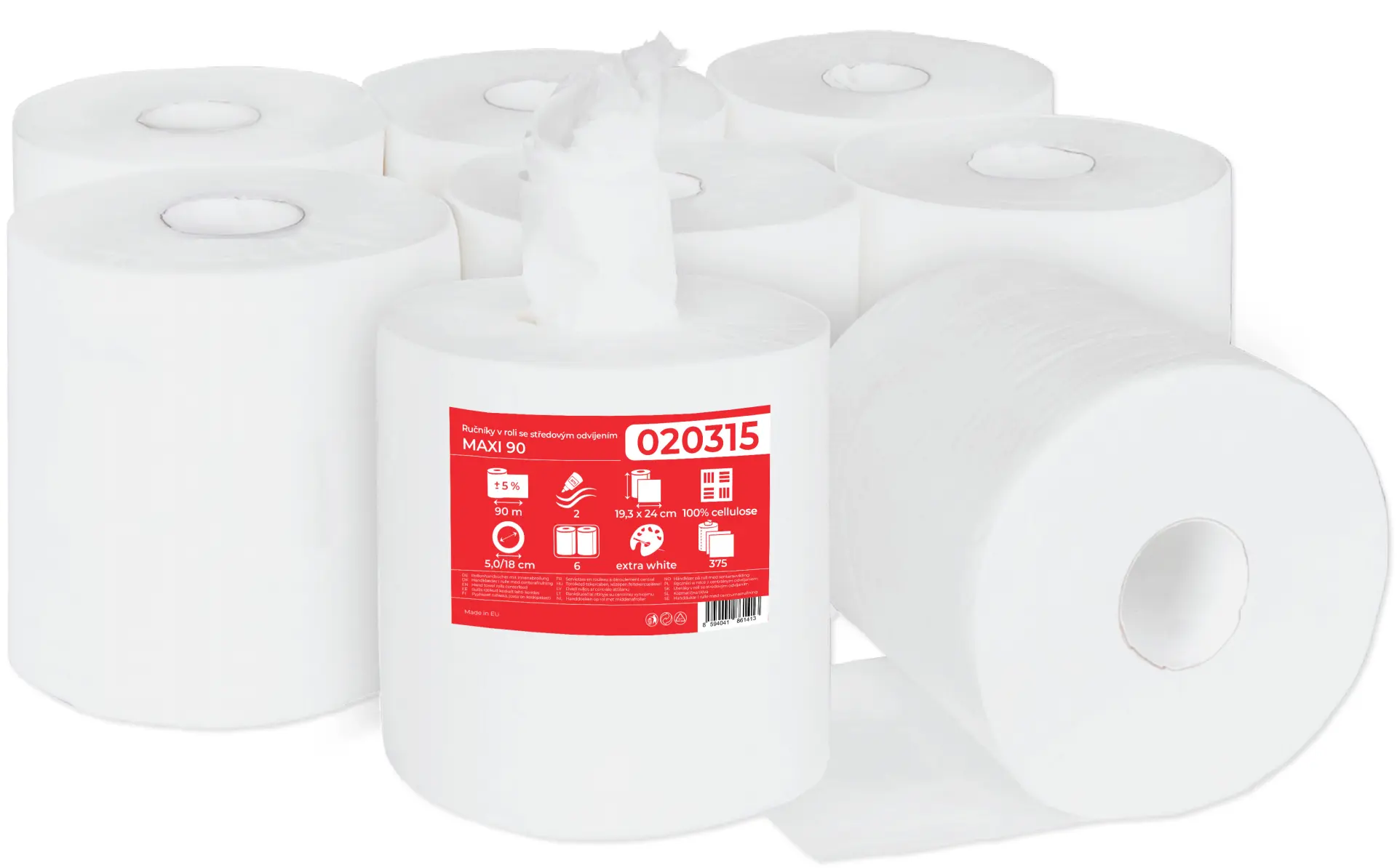 6– Handtücher auf der Rolle MAXI 90 primaSoft, 90 m, 2-lagig, ganz, ?19 cm